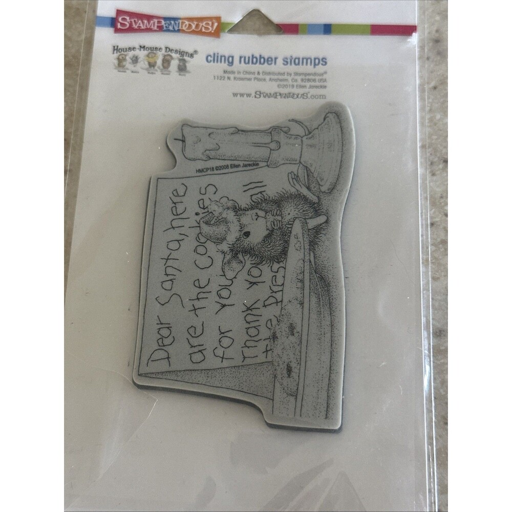 House Mouse Dear Santa Note Cling Rubber Stamp HMCP18 Christmas Cookies